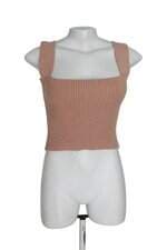 Cropped tricô feminino bege