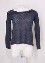 Blusa Malha renner feminina azul com Renda