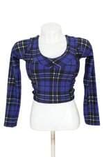 cropped manga longa feminino xadrez com bojo