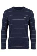 Camiseta manga longa Lacoste masculina azul listrada