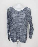 Blusa de tricot oxus feminina azul e branca