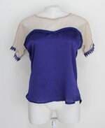 Blusa Cor de Rosa feminina azul com Transparência