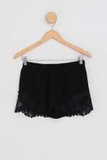 shorts feminino preto com cós com elástico e franzido