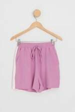 shorts feminino lilás com forro e viés