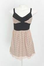 vestido handbook feminino bege com forro e recortes