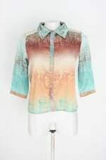 camisa d'metal feminina estampada com tule