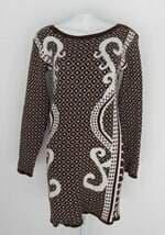 Vestido de tricô feminino marrom estampado