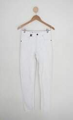 Calça de sarja feminina branca más animale