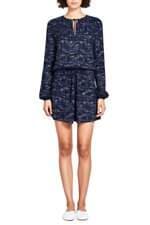 vestido Mixed feminino estampado com faixa na cintura e pregas