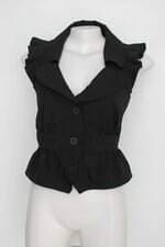 Colete spezzato feminino preto com Babado e Com forro