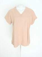 blusa feminina bege com barra mullet