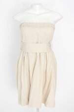 vestido xpto feminino bege com faixa na cintura