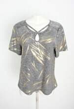 blusa feminina cinza com silk