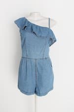 macaquinho dress to feminino azul com babado