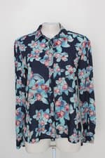 Camisa luigi bertolli feminina azul marinho com estampa floral