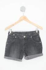 shorts zara kids cinza com barra italiana e cós com elástico