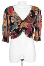 cropped Riachuelo feminino estampado com forro e franzido