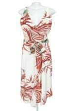 vestido Zinzane feminino folhagem com faixa na cintura