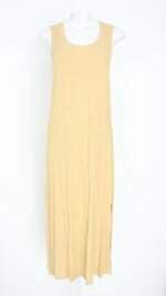 vestido feminino amarelo esverdeado com fenda