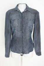 camisa jeans feminina azul