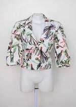 Blazer shop 126 feminino branco estampado com ombreiras