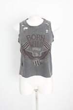 regata forever 21 feminina cinza com recortes e silk