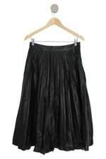 Saia Renner PU preta plissada