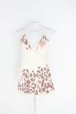 camisola recco feminina animal print com aplique e renda