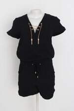 macaquinho one up feminino preto com corrente