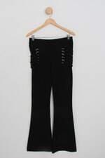 calça de tecido letage feminina preta com recortes