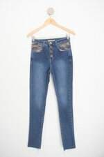 calça slim andreza chagas feminina azul com recortes