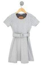 vestido amofany kids cinza com faixa na cintura