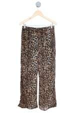 calça de tecido feminina em animal print com cós com elástico e meio forro