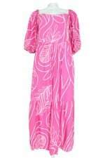 vestido midi feminino rosa estampado