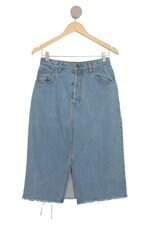 Saia jeans Farm azul com fenda