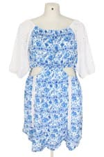 vestido maria francia feminino estampado com recortes