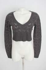 blusa tricô feminina cinza com brilho