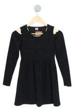 vestido simone almeida kids preto com aplique e recortes