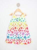 vestido maria muito arteira kids branco estampado com recortes