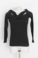 blusa manga longa fiveblu feminina preta com recortes