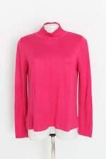 blusa de tricô shoulder feminina rosa com barra mullet