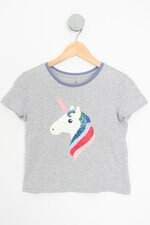 blusa gap kids estampada com paetê e silk