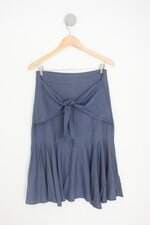 saia atelier linah feminina azul com faixa na cintura