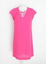 vestido orbis feminino rosa com recortes