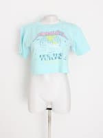 blusa cropped feminina azul com silk