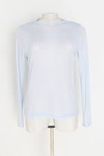 blusa manga longa riachuelo feminina azul com transparência