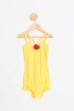 maiô kids amarelo com aplique e babado