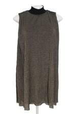 Vestido Lebôh plissado dourado com forro