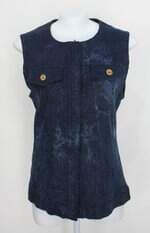 Colete jeans lucidez feminino azul com estampa