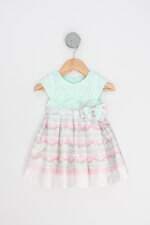 vestido petit cherie kids estampado com faixa na cintura e forro